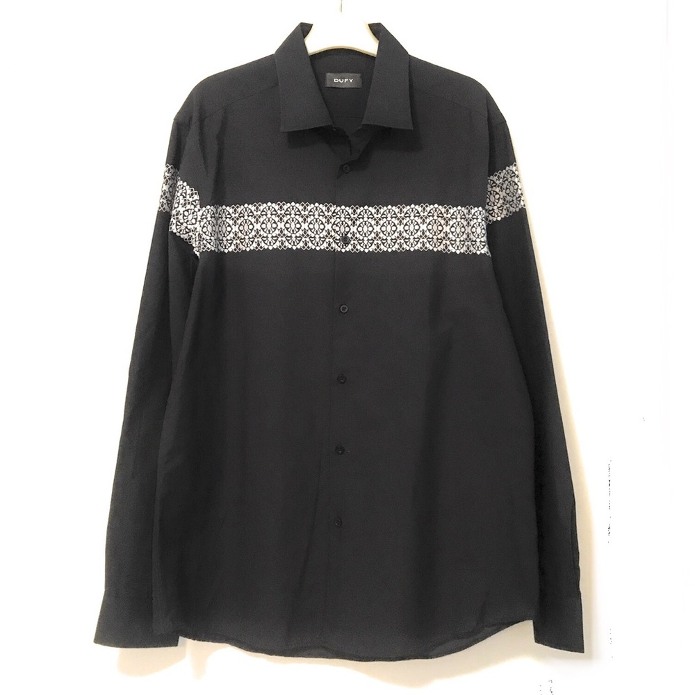 Mens Black Party Wedding  Shirt with Design at Chest - NWOT